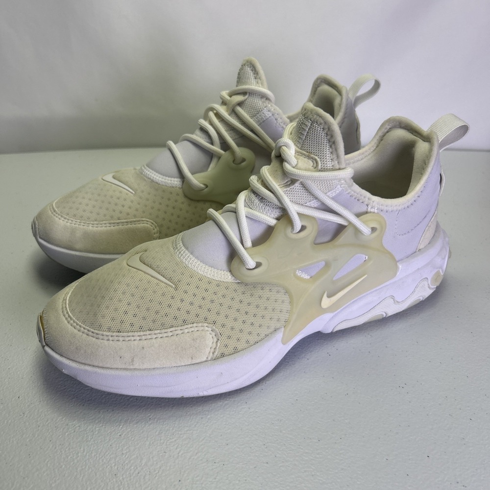 Nike React Presto GS Triple White Sneakers BQ4002-100 Size 6Y Womens 7.5